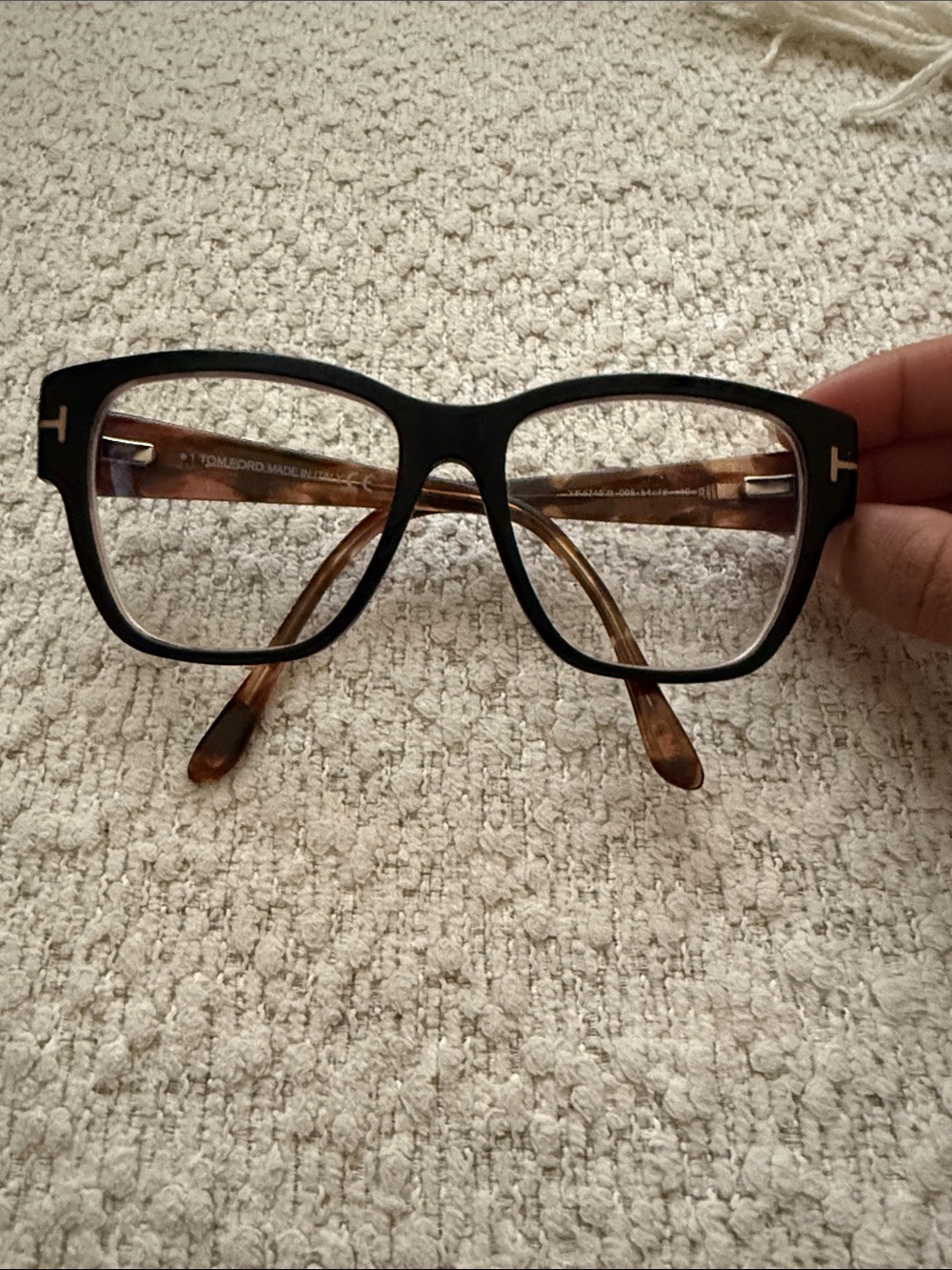 Tom Ford Black Front with Tortoiseshell Temples Square Glasses